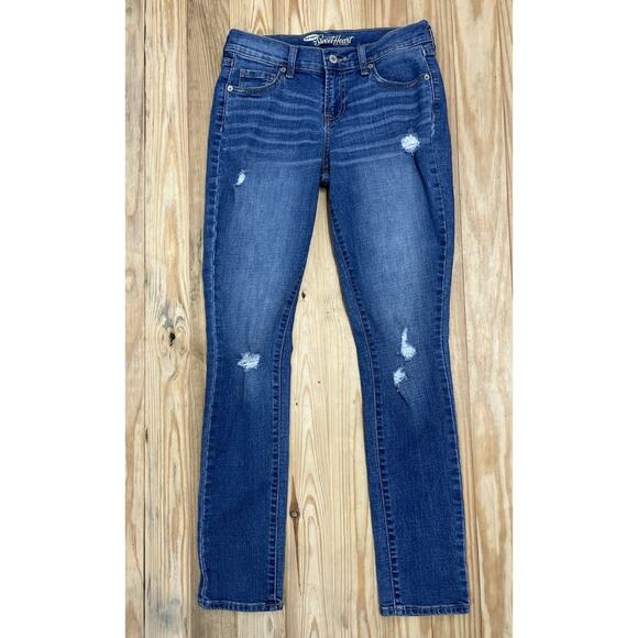 Old Navy Jeans Womens Size 2 The Sweetheart Destressed Curvy Regular Fit Stretch - Picture 1 of 6